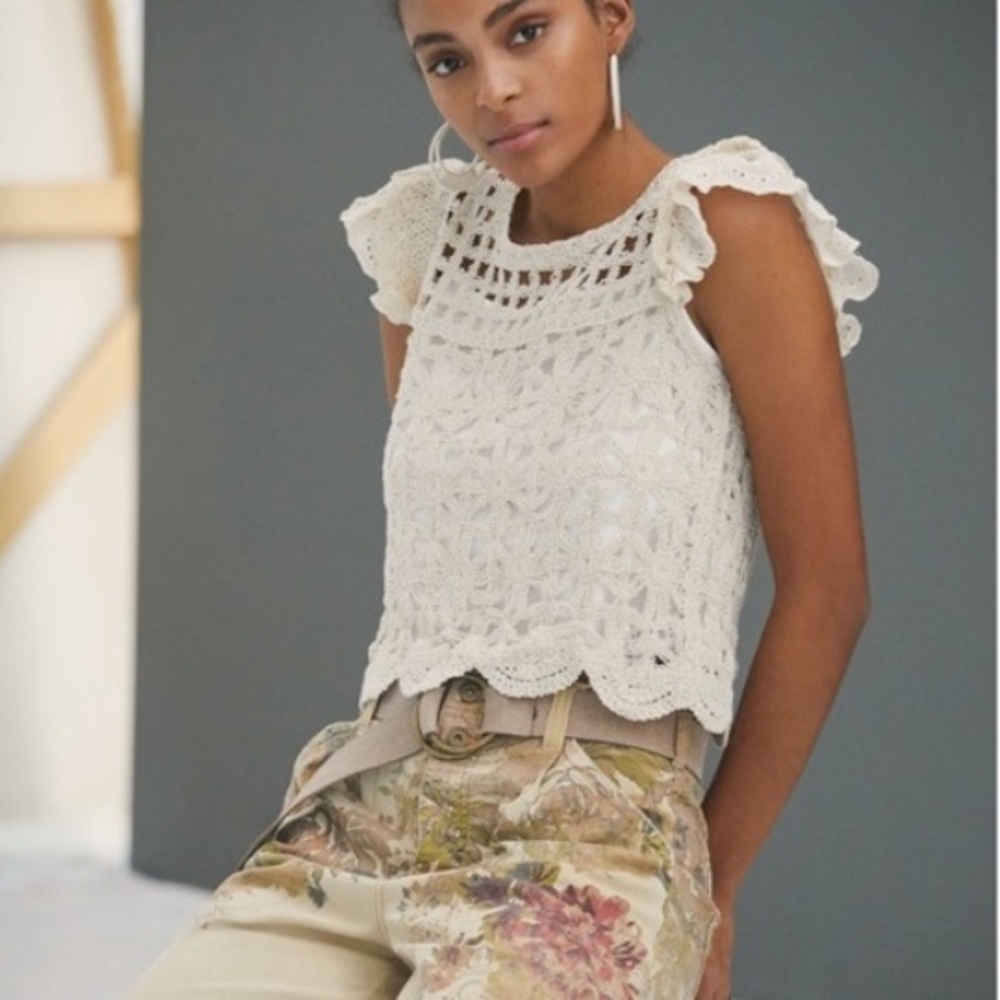 Anthropologie BISHOP + YOUNG
CROCHET CROP TOP XS EUC - Picture 2 of 9